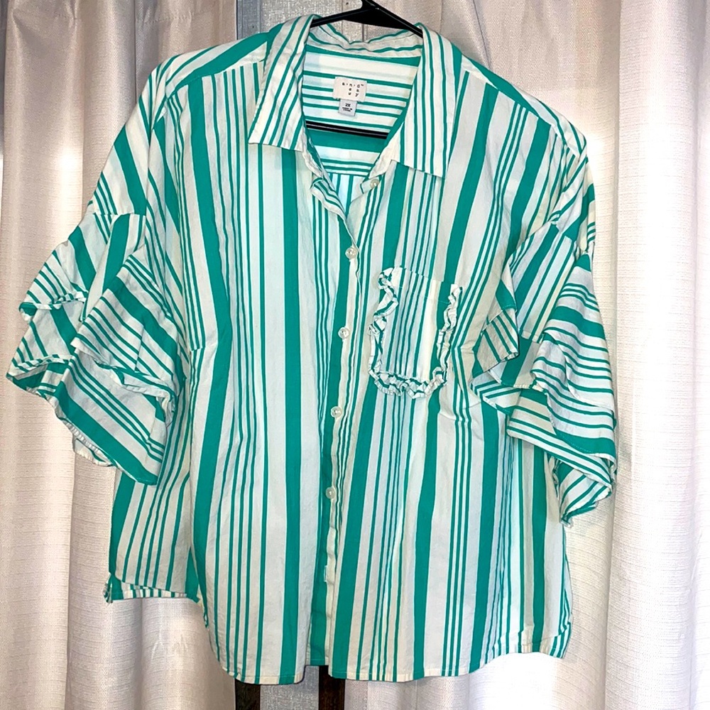 A New Day Target green striped blouse